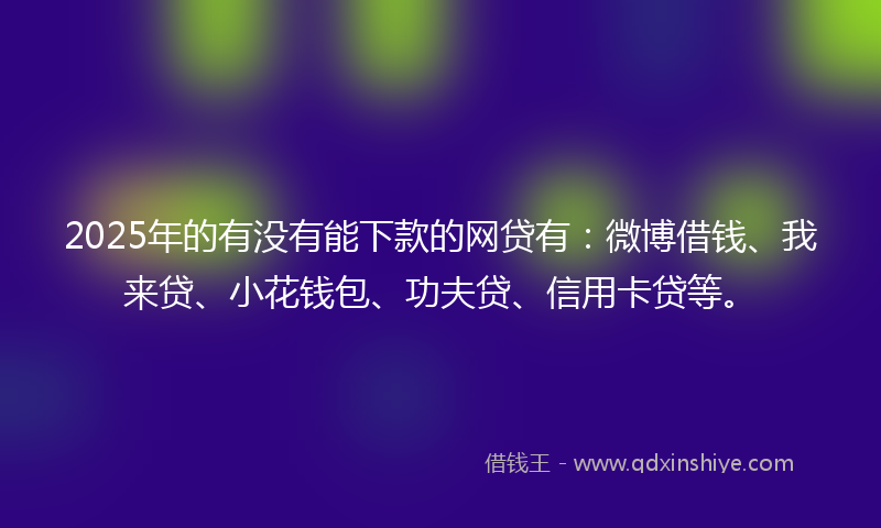 2025年的有没有能下款的网贷有：微博借钱、我来贷、小花钱包、功夫贷、信用卡贷等。
