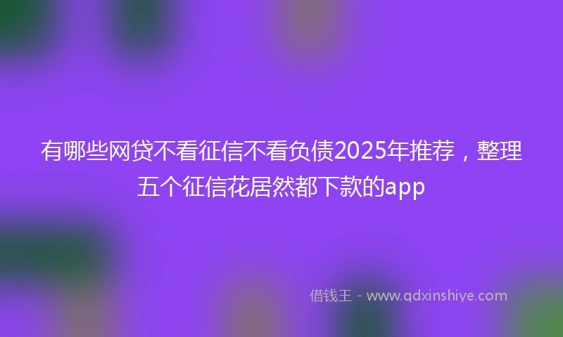 有哪些网贷不看征信不看负债2025年推荐，整理五个征信花居然都下款的app