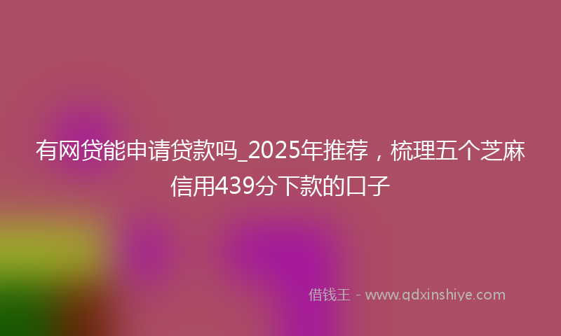 有网贷能申请贷款吗_2025年推荐，梳理五个芝麻信用439分下款的口子