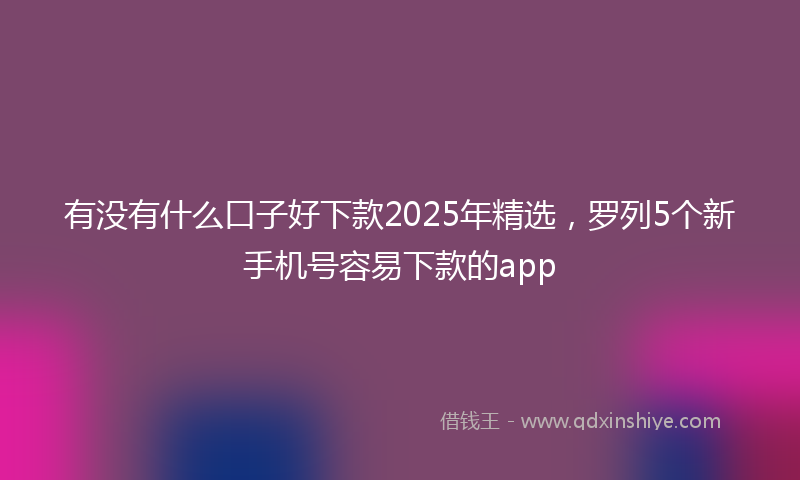 有没有什么口子好下款2025年精选，罗列5个新手机号容易下款的app