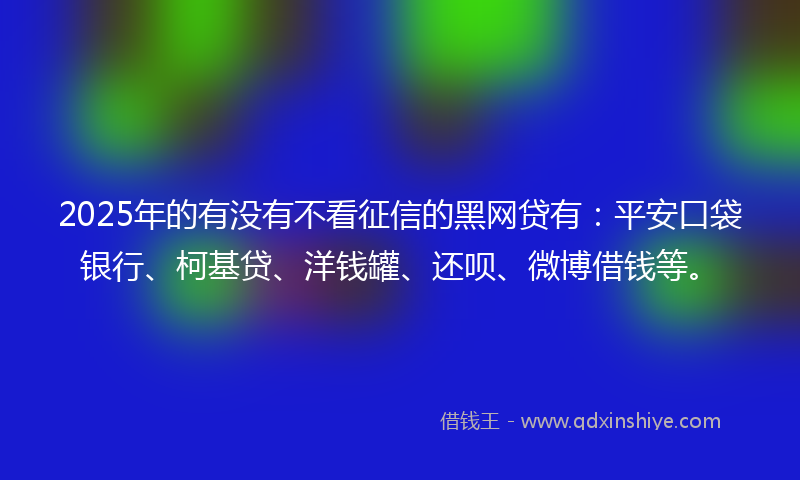 2025年的有没有不看征信的黑网贷有：平安口袋银行、柯基贷、洋钱罐、还呗、微博借钱等。
