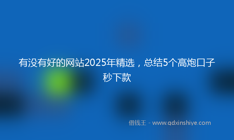 有没有好的网站2025年精选，总结5个高炮口子秒下款