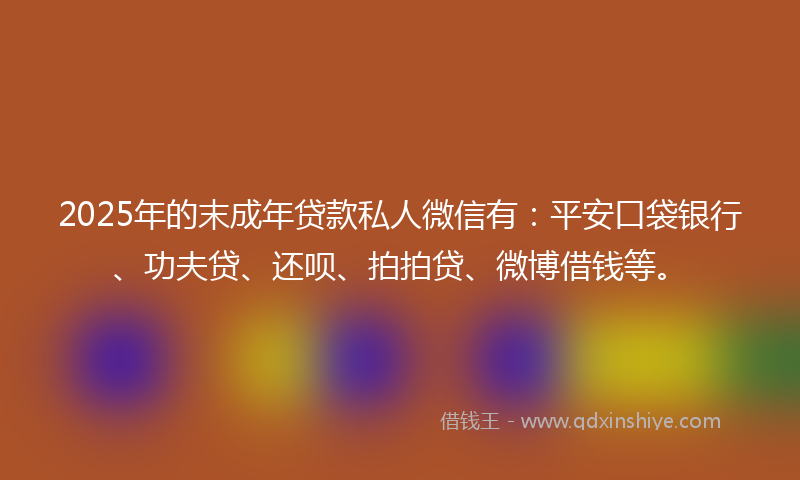 2025年的末成年贷款私人微信有：平安口袋银行、功夫贷、还呗、拍拍贷、微博借钱等。