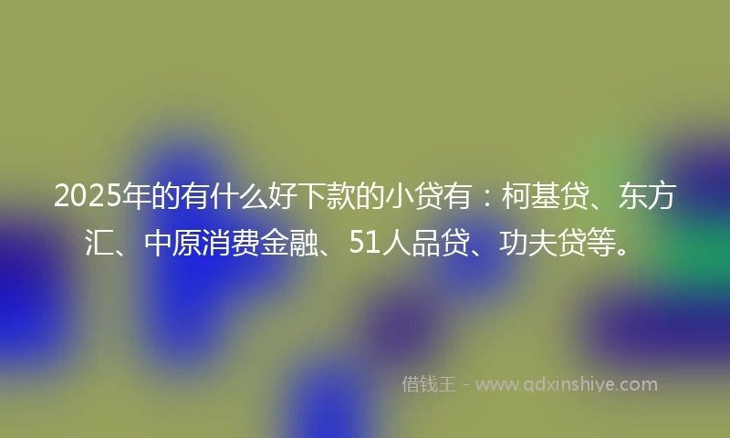 2025年的有什么好下款的小贷有：柯基贷、东方汇、中原消费金融、51人品贷、功夫贷等。