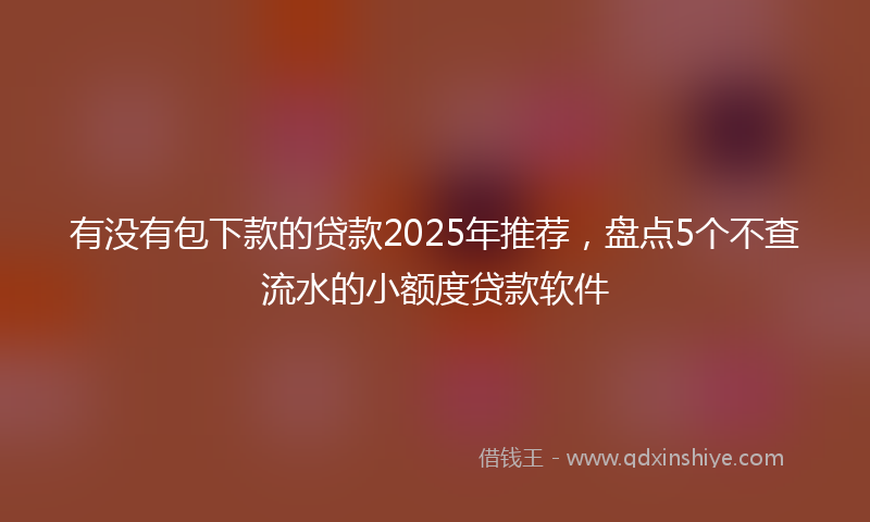 有没有包下款的贷款2025年推荐，盘点5个不查流水的小额度贷款软件