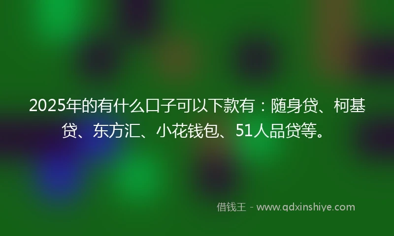 2025年的有什么口子可以下款有：随身贷、柯基贷、东方汇、小花钱包、51人品贷等。