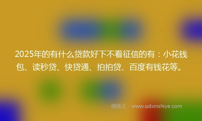 2025年的有什么贷款好下不看征信的有：小花钱包、读秒贷、快贷通、拍拍贷、百度有钱花等。