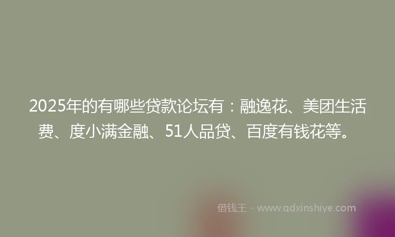 2025年的有哪些贷款论坛有：融逸花、美团生活费、度小满金融、51人品贷、百度有钱花等。