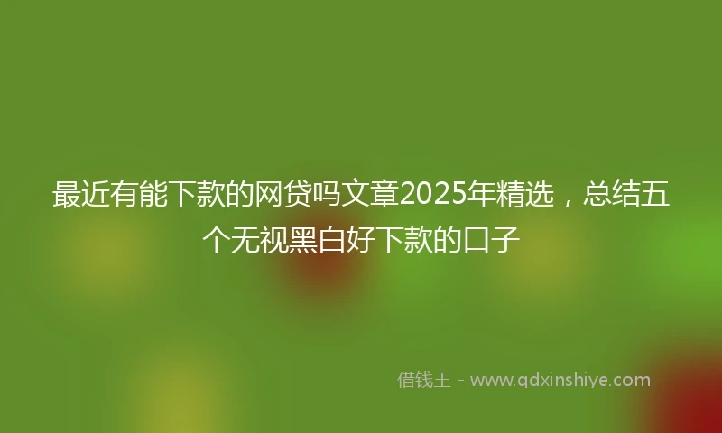 最近有能下款的网贷吗文章2025年精选,总结五个无视黑白好下款的口子