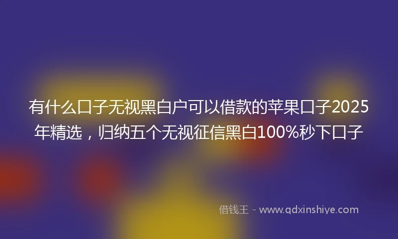 有什么口子无视黑白户可以借款的苹果口子2025年精选，归纳五个无视征信黑白100%秒下口子