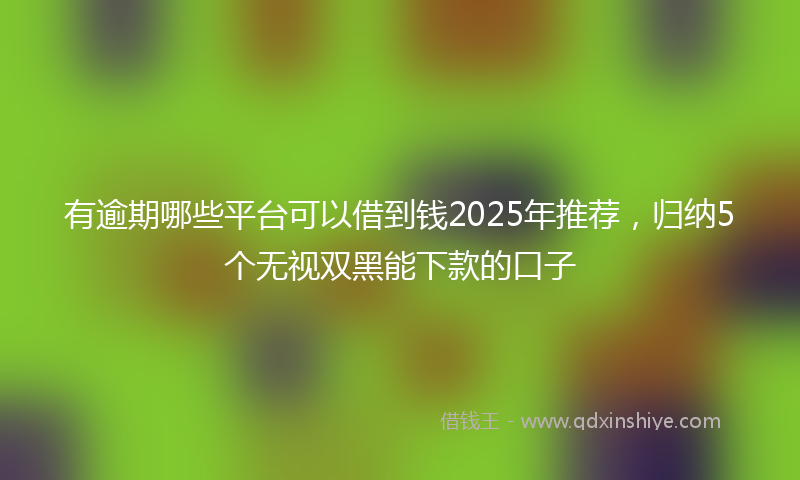 有逾期哪些平台可以借到钱2025年推荐，归纳5个无视双黑能下款的口子