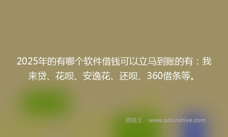 2025年的有哪个软件借钱可以立马到账的有：我来贷、花呗、安逸花、还呗、360借条等。