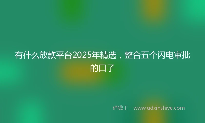 有什么放款平台2025年精选，整合五个闪电审批的口子