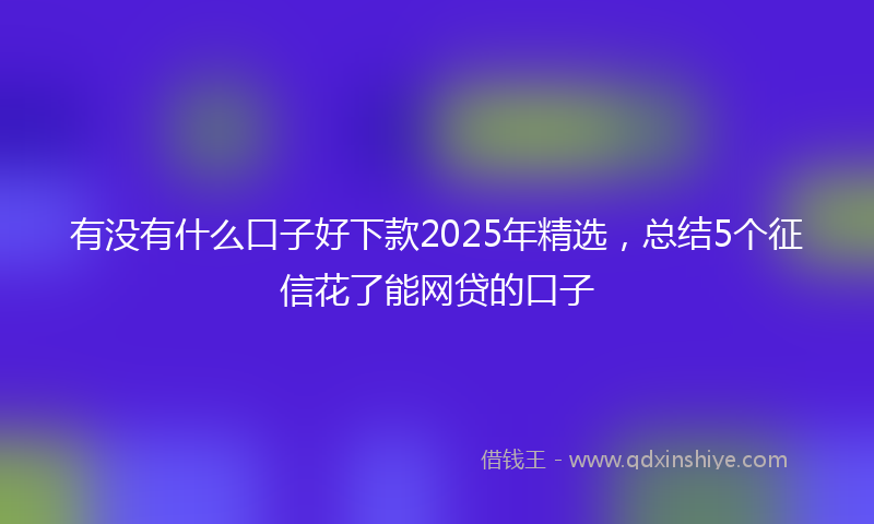 有没有什么口子好下款2025年精选，总结5个征信花了能网贷的口子