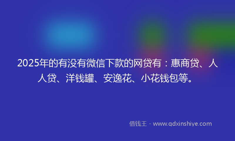 2025年的有没有微信下款的网贷有：惠商贷、人人贷、洋钱罐、安逸花、小花钱包等。