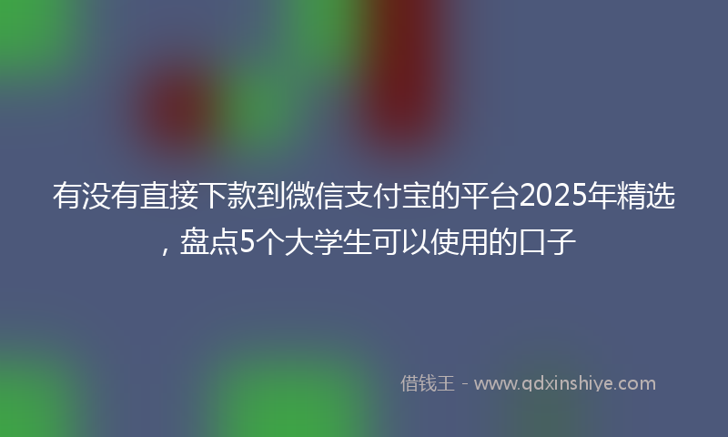 有没有直接下款到微信支付宝的平台2025年精选,盘点5个大学生可以使用的口子