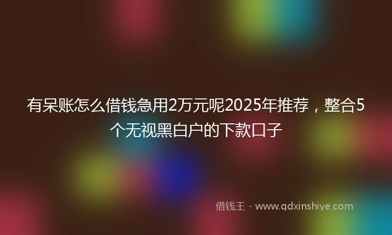 有呆账怎么借钱急用2万元呢2025年推荐，整合5个无视黑白户的下款口子