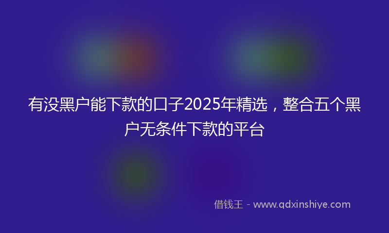 有没黑户能下款的口子2025年精选，整合五个黑户无条件下款的平台