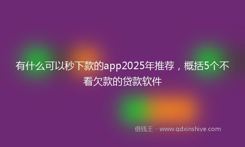 有什么可以秒下款的app2025年推荐，概括5个不看欠款的贷款软件