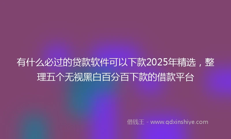 有什么必过的贷款软件可以下款2025年精选,整理五个无视黑白百分百下款的借款平台