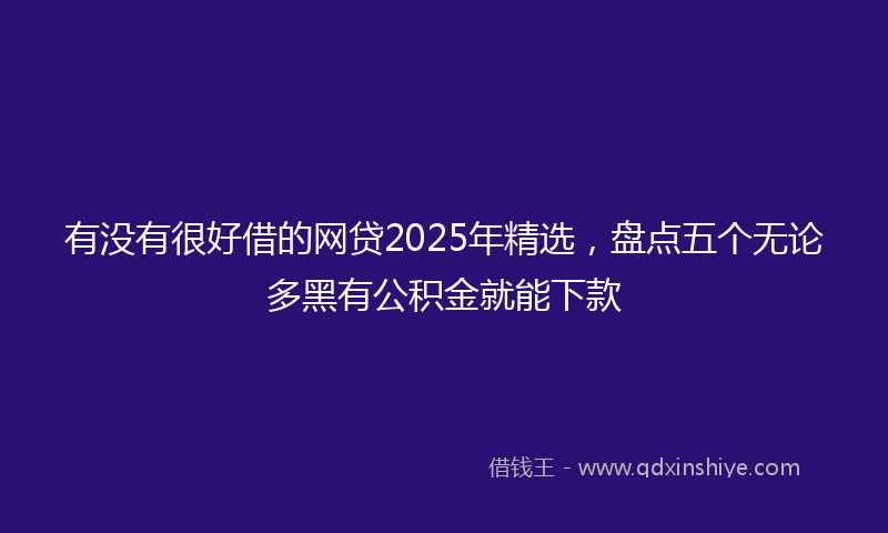 有没有很好借的网贷2025年精选，盘点五个无论多黑有公积金就能下款