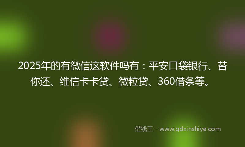 2025年的有微信这软件吗有：平安口袋银行、替你还、维信卡卡贷、微粒贷、360借条等。