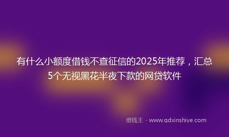 有什么小额度借钱不查征信的2025年推荐，汇总5个无视黑花半夜下款的网贷软件