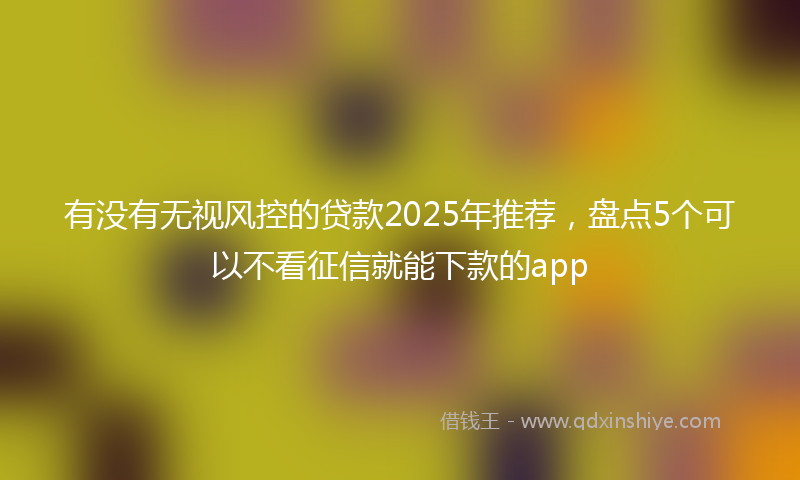 有没有无视风控的贷款2025年推荐，盘点5个可以不看征信就能下款的app