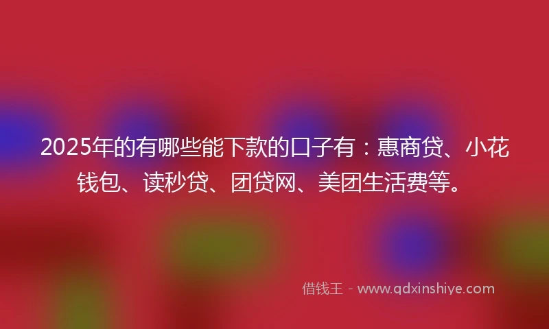 2025年的有哪些能下款的口子有：惠商贷、小花钱包、读秒贷、团贷网、美团生活费等。