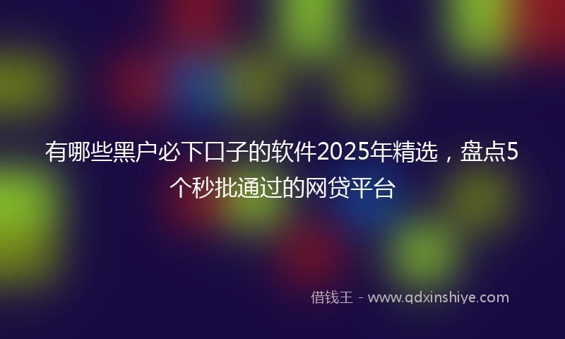 有哪些黑户必下口子的软件2025年精选，盘点5个秒批通过的网贷平台