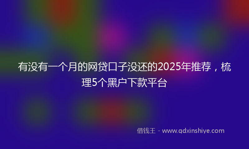有没有一个月的网贷口子没还的2025年推荐，梳理5个黑户下款平台