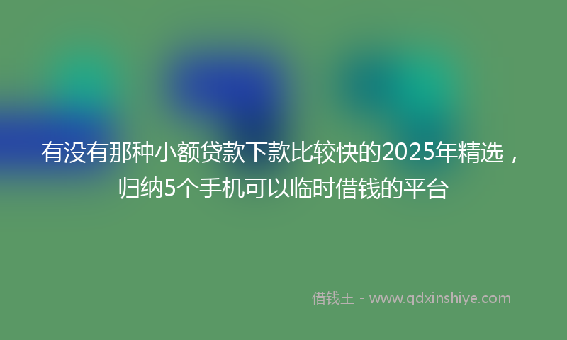 有没有那种小额贷款下款比较快的2025年精选，归纳5个手机可以临时借钱的平台