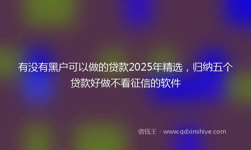 有没有黑户可以做的贷款2025年精选，归纳五个贷款好做不看征信的软件