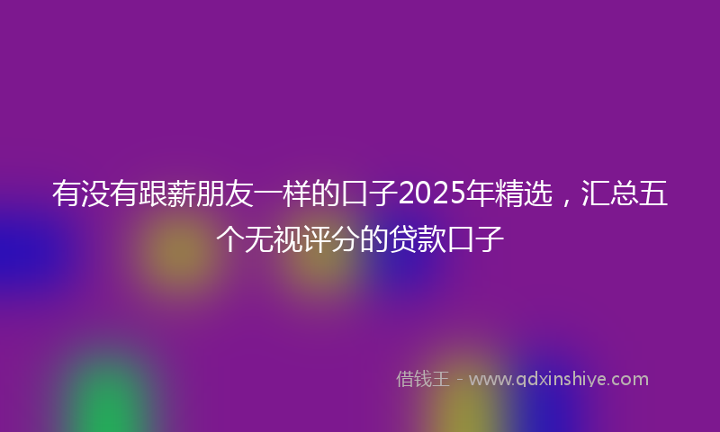 有没有跟薪朋友一样的口子2025年精选，汇总五个无视评分的贷款口子