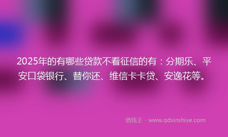 2025年的有哪些贷款不看征信的有：分期乐、平安口袋银行、替你还、维信卡卡贷、安逸花等。