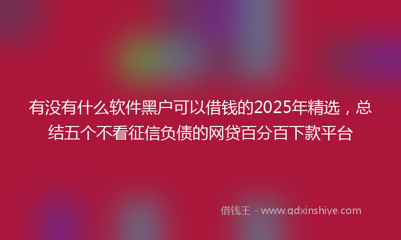 有没有什么软件黑户可以借钱的2025年精选，总结五个不看征信负债的网贷百分百下款平台