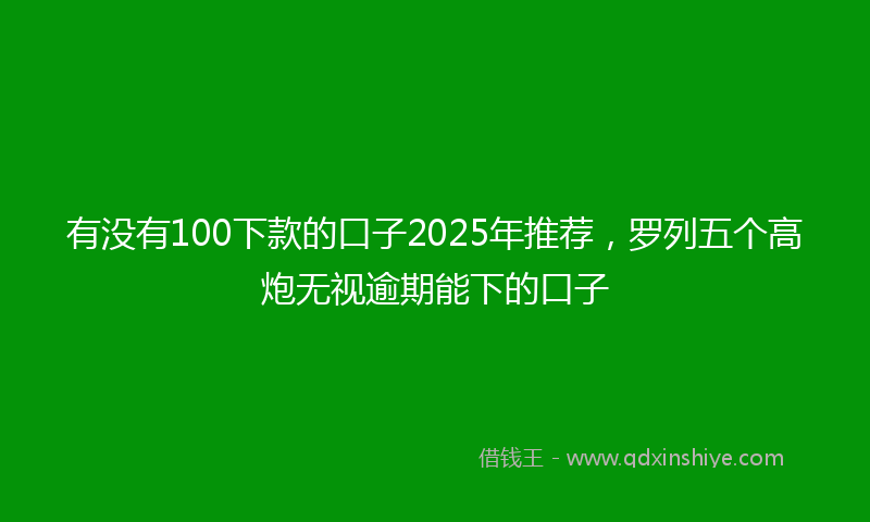 有没有100下款的口子2025年推荐，罗列五个高炮无视逾期能下的口子