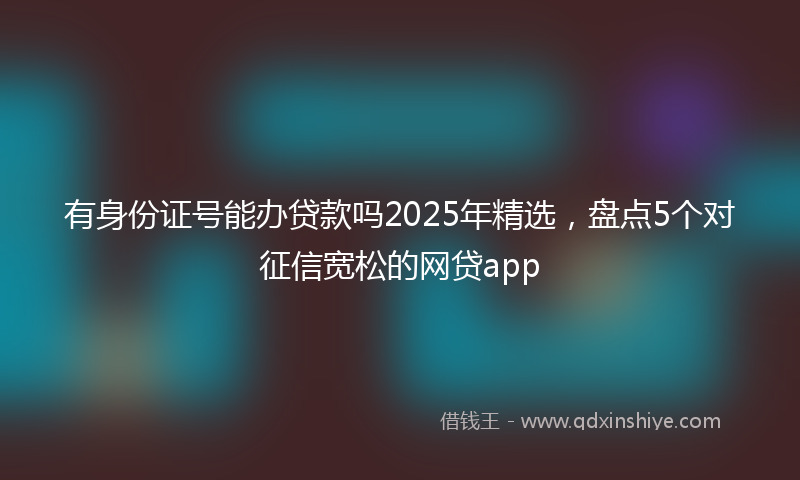 有身份证号能办贷款吗2025年精选，盘点5个对征信宽松的网贷app