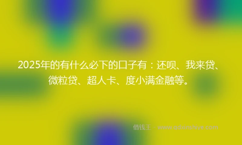2025年的有什么必下的口子有：还呗、我来贷、微粒贷、超人卡、度小满金融等。