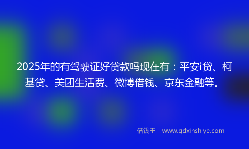 2025年的有驾驶证好贷款吗现在有：平安i贷、柯基贷、美团生活费、微博借钱、京东金融等。