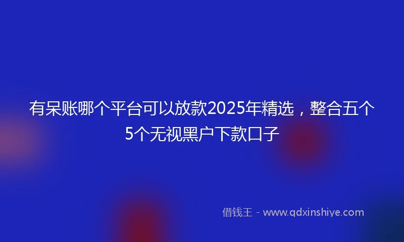 有呆账哪个平台可以放款2025年精选，整合五个5个无视黑户下款口子