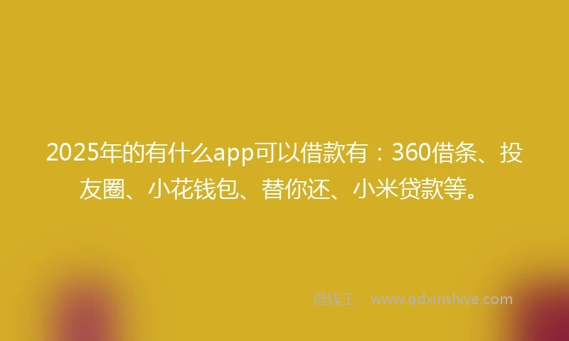 2025年的有什么app可以借款有：360借条、投友圈、小花钱包、替你还、小米贷款等。