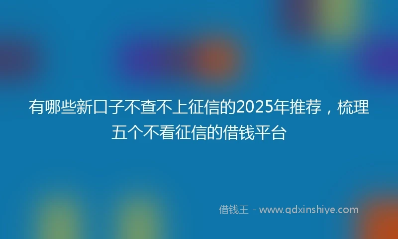 有哪些新口子不查不上征信的2025年推荐，梳理五个不看征信的借钱平台