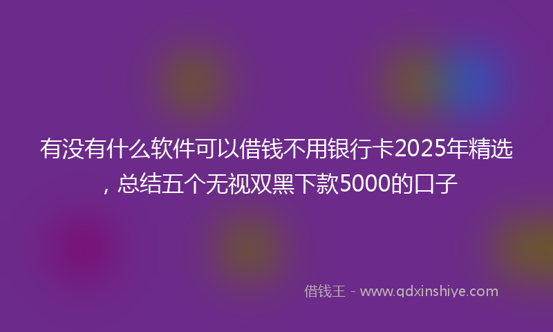 有没有什么软件可以借钱不用银行卡2025年精选，总结五个无视双黑下款5000的口子