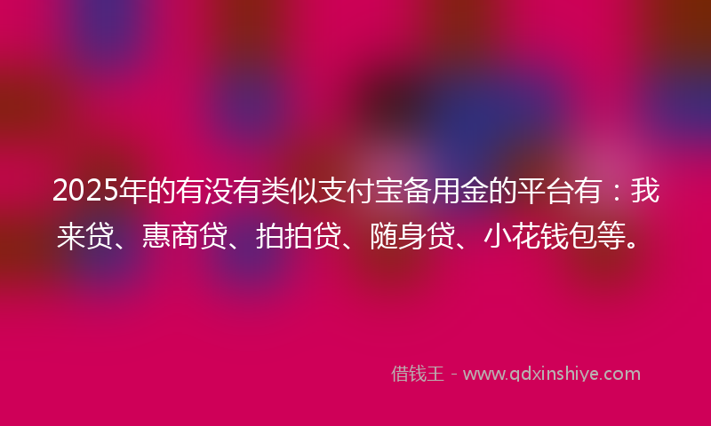 2025年的有没有类似支付宝备用金的平台有：我来贷、惠商贷、拍拍贷、随身贷、小花钱包等。
