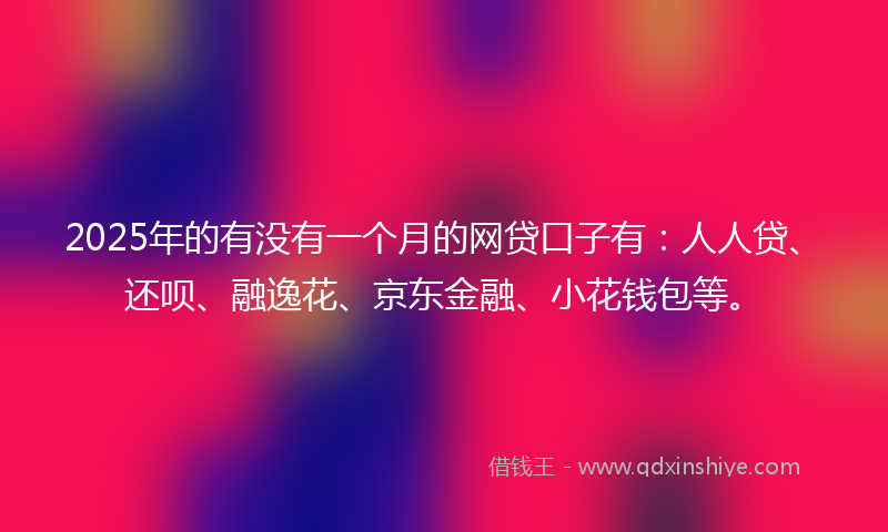 2025年的有没有一个月的网贷口子有：人人贷、还呗、融逸花、京东金融、小花钱包等。