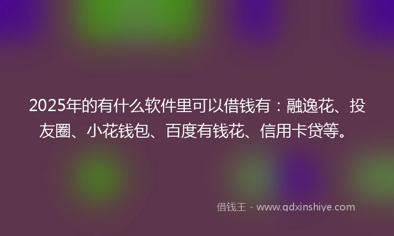 2025年的有什么软件里可以借钱有:融逸花、投友圈、小花钱包、百度有钱花、信用卡贷等。