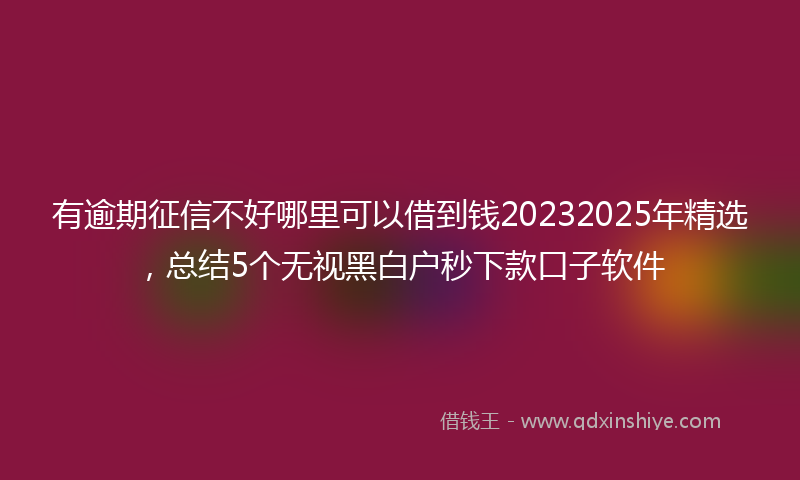 有逾期征信不好哪里可以借到钱20232025年精选，总结5个无视黑白户秒下款口子软件