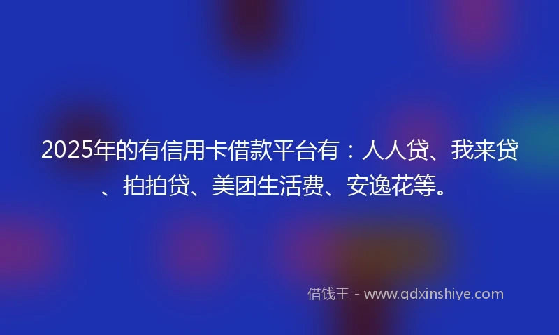 2025年的有信用卡借款平台有：人人贷、我来贷、拍拍贷、美团生活费、安逸花等。