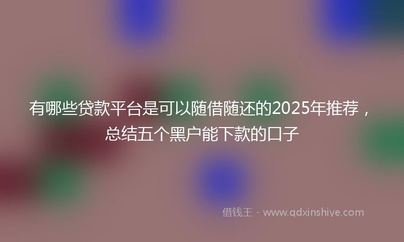 有哪些贷款平台是可以随借随还的2025年推荐，总结五个黑户能下款的口子